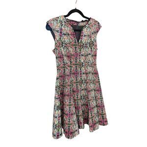 Anthropologie Julia Jordan Women Fit Flare Cocktail Floral Garden Black 4 Dress